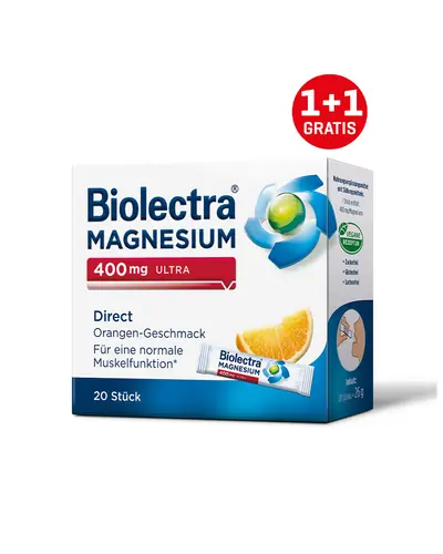 Biolectra Magnezij 400 mg Ultra Direkt, okus naranča PROMO, 2x20 vrećica
