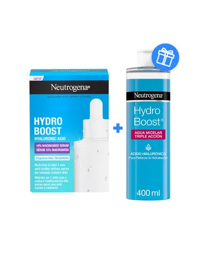 Neutrogena Hydro Boost niacinamide serum, 30 ml + Hydro Boost triple micelarna voda, 400 ml GRATIS