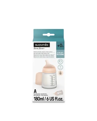 Suavinex Zero.Zero bočica za dojenje 180 ml, adaptivni protok