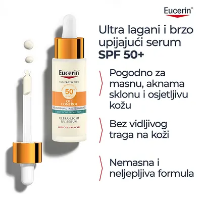 Eucerin Sun Oil Control UV serum za zaštitu kože lica od sunca SPF 50+, 30 ml