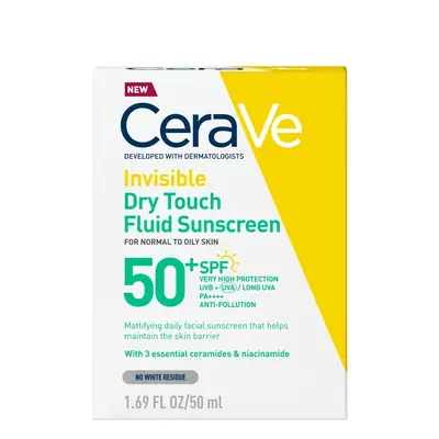 CeraVe Nevidljivi „Dry Touch” fluid za zaštitu od sunca, SPF 50+, vrlo visoka zaštita, 50 ml 

