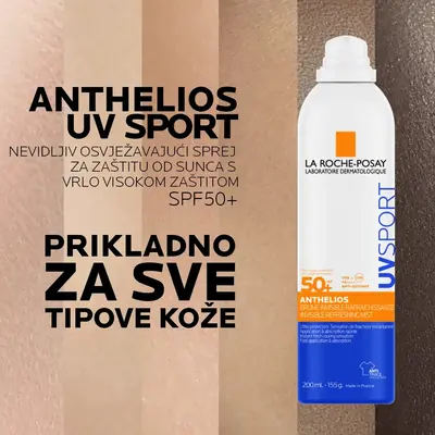 La Roche-Posay ANTHELIOS UV SPORT NEVIDLJIV OSVJEŽAVAJUĆI SPREJ ZA ZAŠTITU OD SUNCA SPF50+, 200 ml