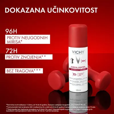 Vichy Clinical Control Antiperspirant sprej protiv znojenja, 125 ml