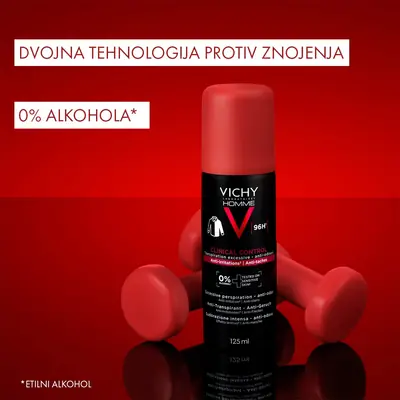 Vichy Homme Clinical Control Antiperspirant sprej protiv znojenja, 125 ml