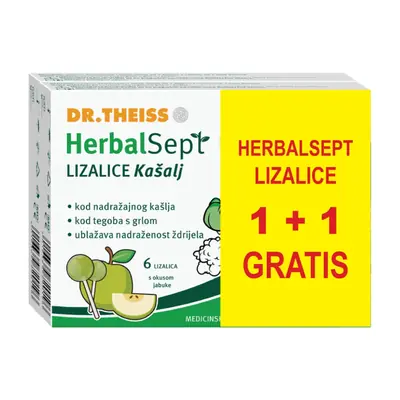 HerbalSept Kids lizalice KAŠALJ – okus jabuka 1+1