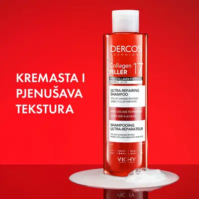 Vichy Dercos Collagen 17 Filler Ultra-obnavljajući šampon, 200 ml