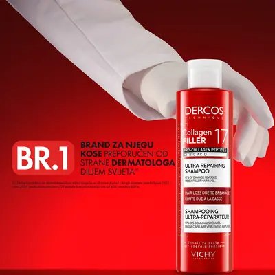Vichy Dercos Collagen 17 Filler Ultra-obnavljajući šampon, 200 ml