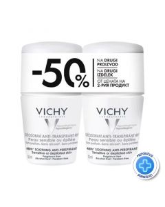 Vichy Déodorant Roll-on za regulaciju znojenja za osjetljivu i depiliranu kožu, 2x50 ml 