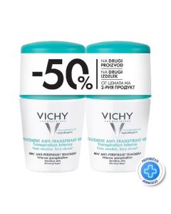 Vichy Déodorant Roll-on protiv prekomjernog znojenja do 48h, 2x50 ml - PROMO