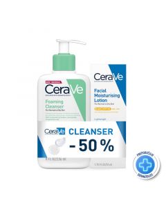 CeraVe Pjenušavi gel za čišćenje, 236 ml + Hidratantna njega za lice SPF50, 52 ml PROMO