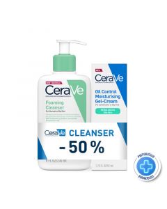 CeraVe Pjenušavi gel za čišćenje, 236 ml + Hidratantna gel krema za masnu kožu, 52 ml PROMO