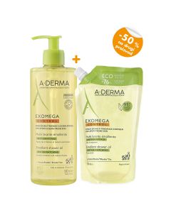 A-Derma Exomega Control emolijentno ulje za tuširanje, 500 ml + Refill, 500 ml PROMO
