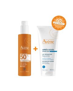 Eau Thermale Avène Sprej za zaštitu od sunca SPF 50 + Obnavljajući kremasti losion nakon sunčanja, 200 ml + 200 ml