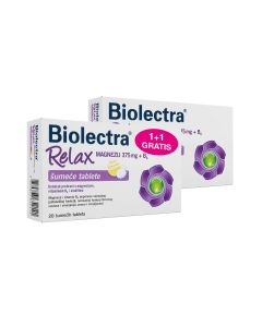 Biolectra Relax Magnezij 375 mg + B6 20 šumećih tableta 1+1 gratis