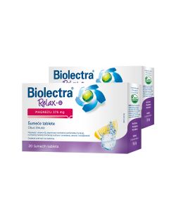 Biolectra Relax Magnezij 375 mg + B6 20 šumećih tableta 1+1 gratis