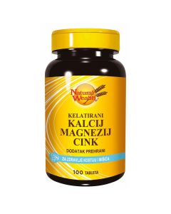 Natural Wealth Kelatirani Kalcij, Magnezij i Cink za zdravlje kostiju i mišića,100 tableta