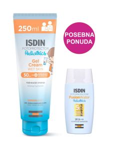 ISDIN Pediatrics Gel krema Wet skin SPF 50 + ISDIN Fusion Fluid Baby Pediatrics SPF 50 PROMO