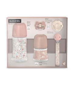 Suavinex Mini poklon set bočica i duda za novorođenčad Wonderland, rozi 1 set
