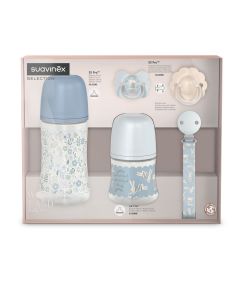 Suavinex Mini poklon set bočica i duda za novorođenčad Wonderland, plavi 1 set