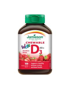 Jamieson Vitamin D3, tablete za žvakanje za djecu s okusom jagode