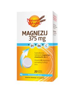Natural Wealth Magnezij 375 mg + B1+B6+C 20 šumećih tableta