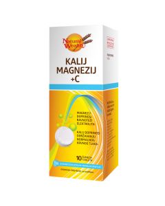 Natural Wealth Kalij Magnezij + C  za ravnotežu elektrolita i održavanje normalnog krvnog tlaka, 10 šumećih tableta