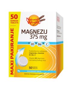 Natural Wealth Magnezij 375 mg +B1+B6+C MAXI PAKIRANJE, 50 šumećih tableta