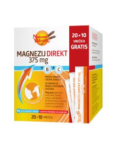 Natural Wealth Magnezij Direkt 375 mg + B + C PROMO, 20 + 10 vrećica