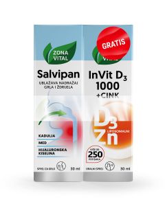 Zona Vital Salvipan sprej + InVit D3 1000+cink oralni sprej 2 x 30 ml