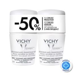 Vichy Dezodorans roll-on za regulaciju znojenja za osjetljivu i depiliranu kožu, 2x50 ml  - PROMO