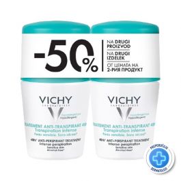 Vichy Déodorant Roll-on protiv prekomjernog znojenja do 48h, 2x50 ml - PROMO