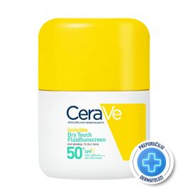 CeraVe Nevidljivi „Dry Touch” fluid za zaštitu od sunca, SPF 50+, vrlo visoka zaštita