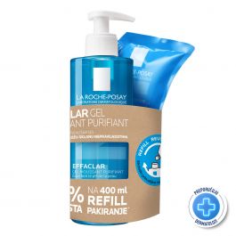 La Roche-Posay Effaclar gel za čišćenje lica, 400 ml + refill, 400 ml
