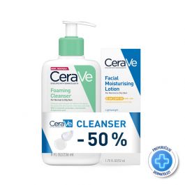 CeraVe Pjenušavi gel za čišćenje, 236 ml + Hidratantna njega za lice SPF50, 52 ml PROMO