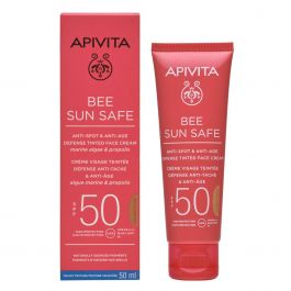 Apivita Bee sun Safe Golden tonirana Krema za lice protiv mrlja i starenja SPF 50