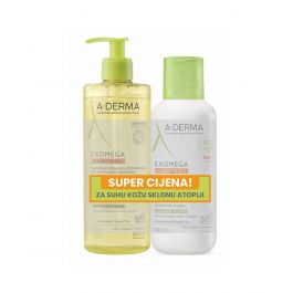 A-Derma Exomega Control emolijentna krema, 400 ml + Emolijentno ulje za tuširanje, 500 ml SUPER CIJENA