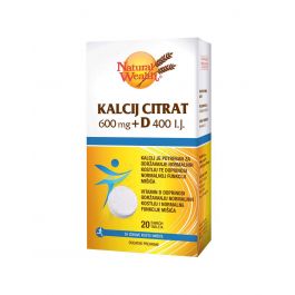 Natural Wealth Kalcij Citrat 600 mg + D 400 I.J.