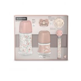 Suavinex Mini poklon set bočica i duda za novorođenčad Wonderland, rozi
