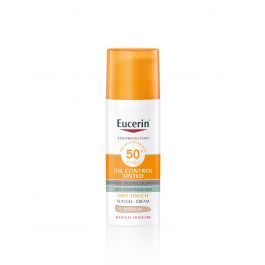 Eucerin Oil Control tinted gel krema za zaštitu kože lica od sunca, srednje tamna nijansa SPF 50+