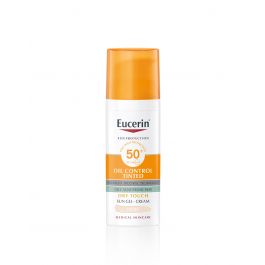 Eucerin Oil Control tinted gel krema za zaštitu kože lica od sunca, svijetla nijansa SPF 50+