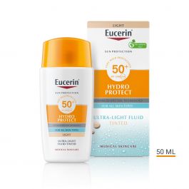 Eucerin Hydro Protect tinted fluid za zaštitu lica od sunca SPF 50+, svijetla nijansa