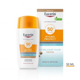Eucerin Hydro Protect tinted fluid za zaštitu lica od sunca SPF 50+, srednje tamna nijansa