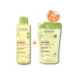 A-Derma Exomega Control emolijentno ulje za tuširanje, 500 ml + Refill, 500 ml PROMO