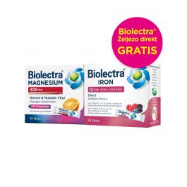 Biolectra MAGNEZIJ 400 VITAL + Biolectra ŽELJEZO Direkt (rok 06/26) GRATIS